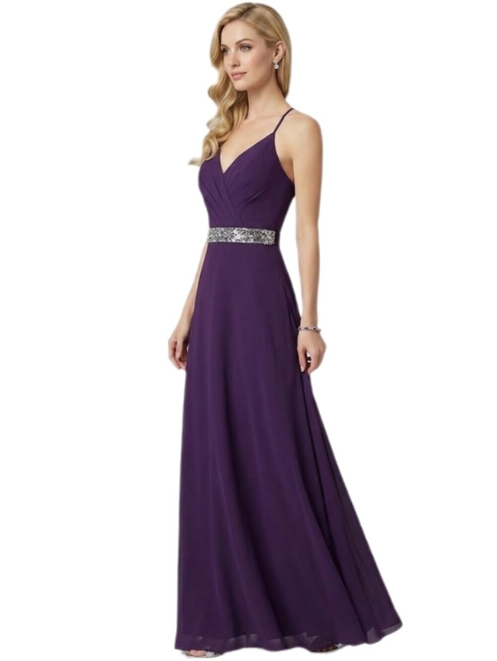 Davinci Dress Rhinestones and Sequins Ribbon Belt Sash Purple Size 10 - Picture 16 of 16